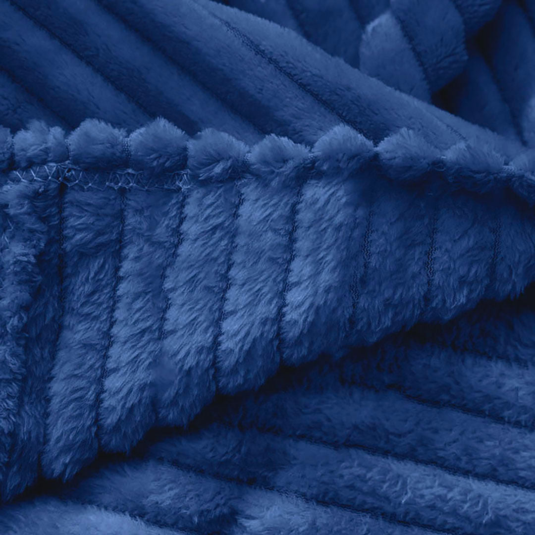 Blue Throw Blanket Warm Cozy Striped Pattern