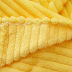 SOGA Yellow Throw Blanket Warm Cozy Striped Pattern Thin Flannel Coverlet