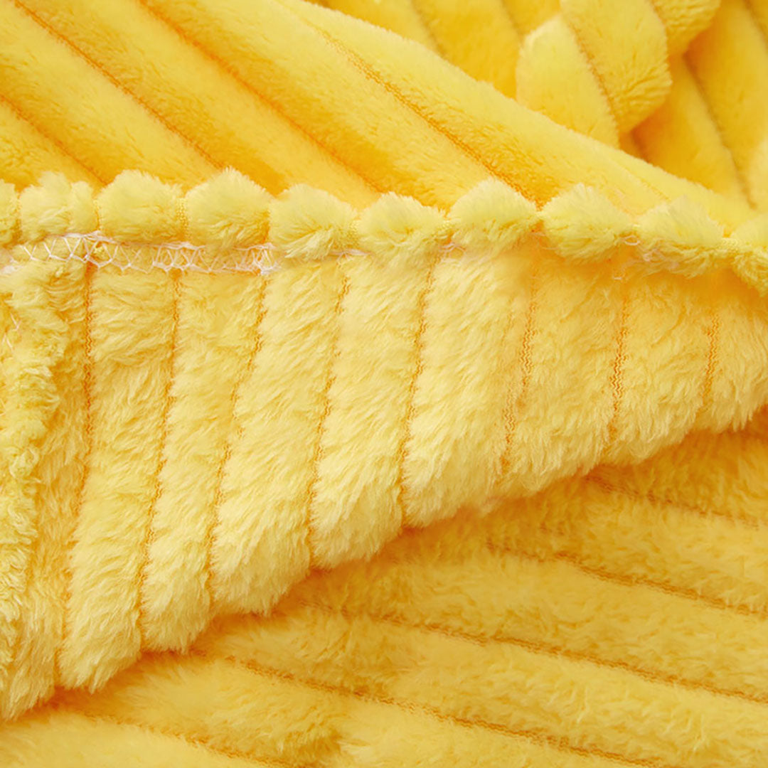SOGA Yellow Throw Blanket Warm Cozy Striped Pattern Thin Flannel Coverlet