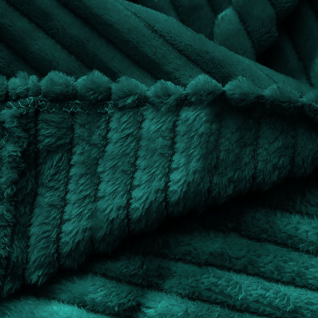 Dark Green Throw Blanket Warm Cozy Striped