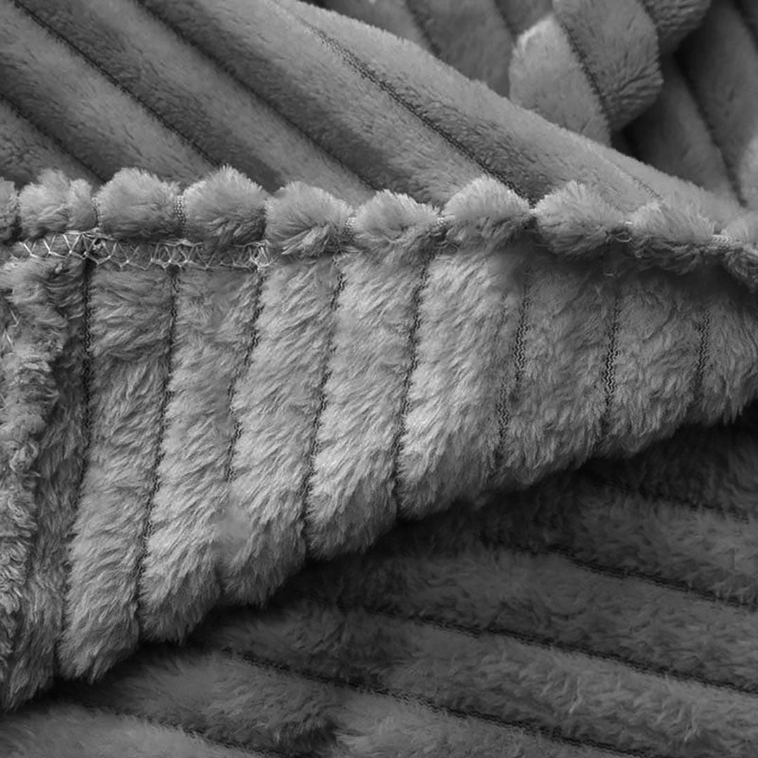 Grey Throw Blanket Warm Cozy Striped