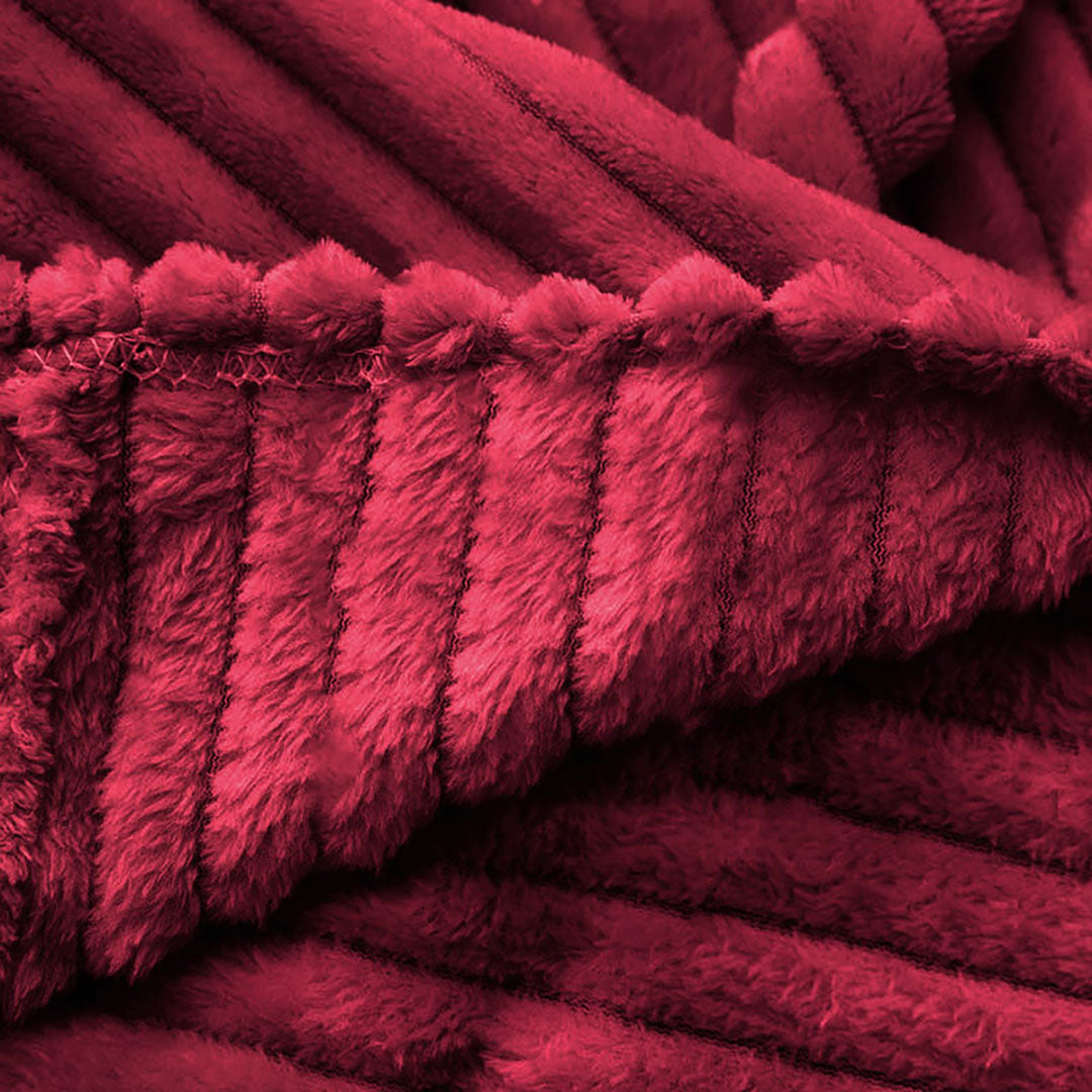 Burgundy Throw Blanket Warm Cozy Striped Pattern