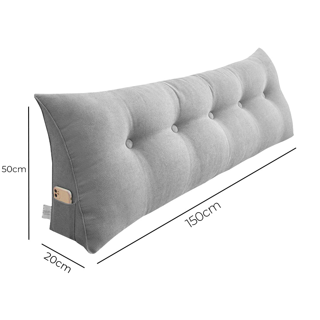 SOGA 150cm Silver Wedge Bed Cushion