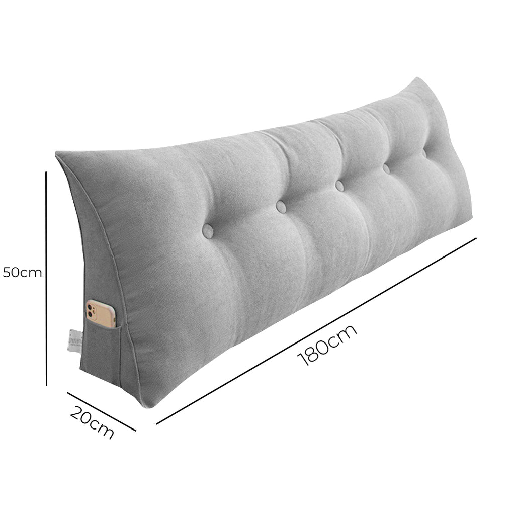 SOGA 180cm Silver Wedge Bed Cushion