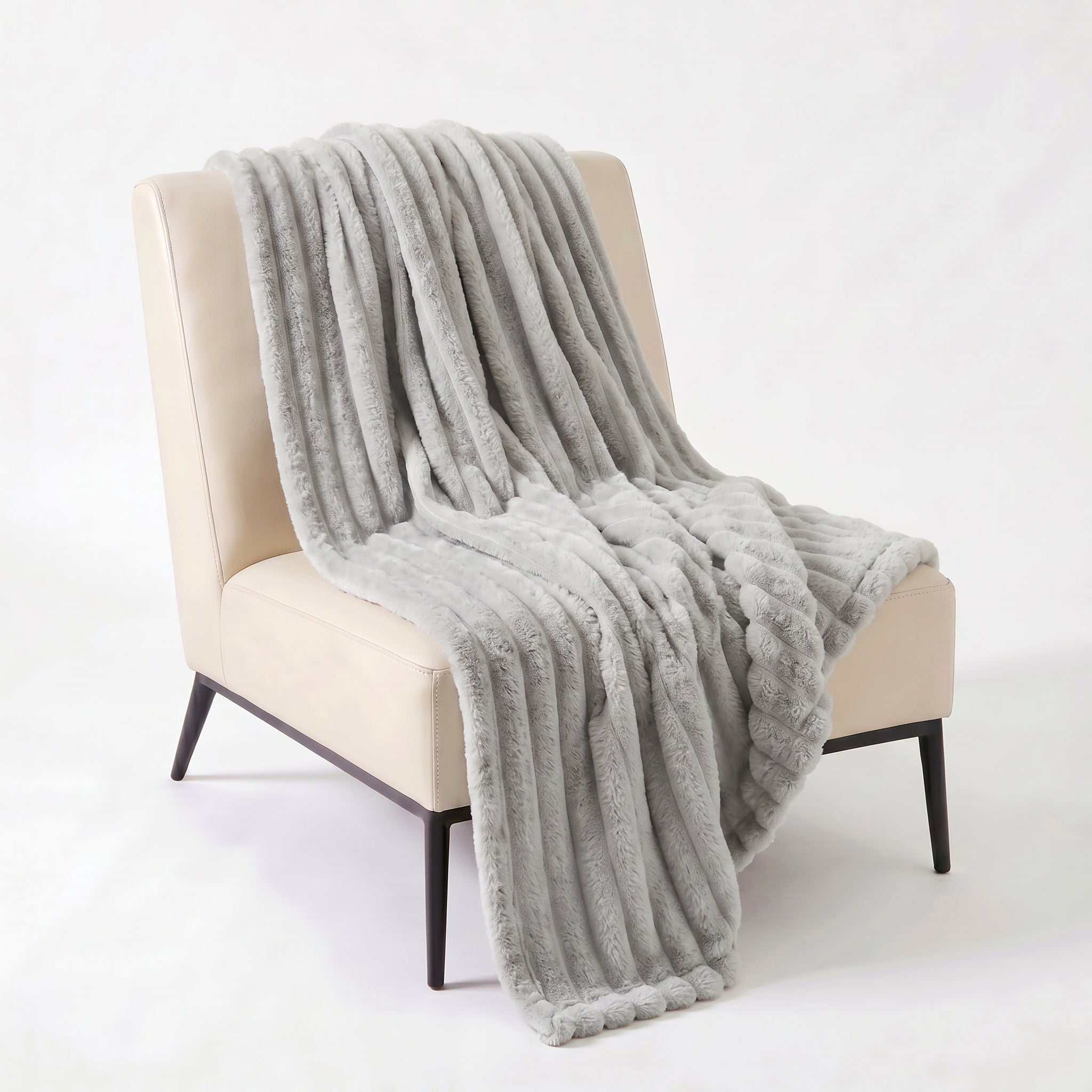 SOGA 230x200cm Silver Flannel Polyester Throw Blanket