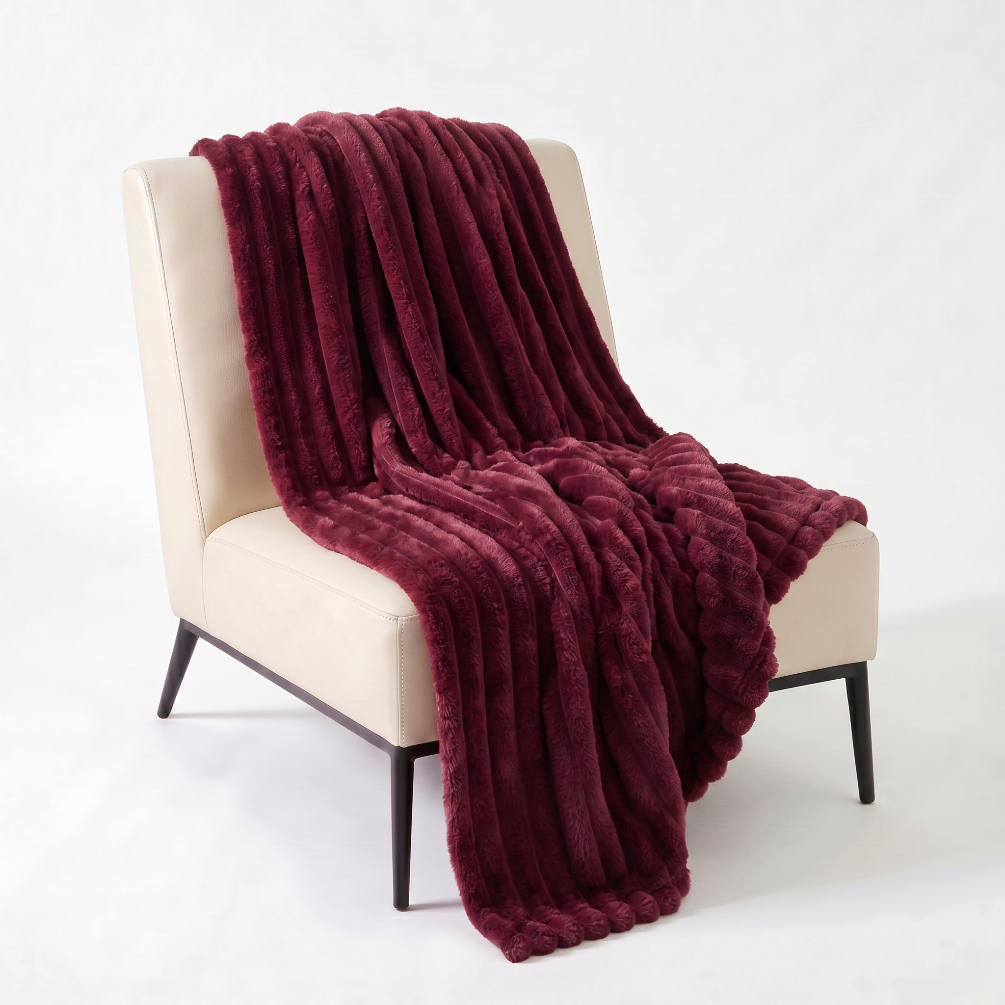 SOGA 150x200cm Burgundy Flannel Polyester Throw Blanket
