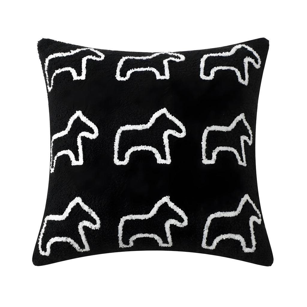 45cm Throw Pillow Black Teddy Fleece Square