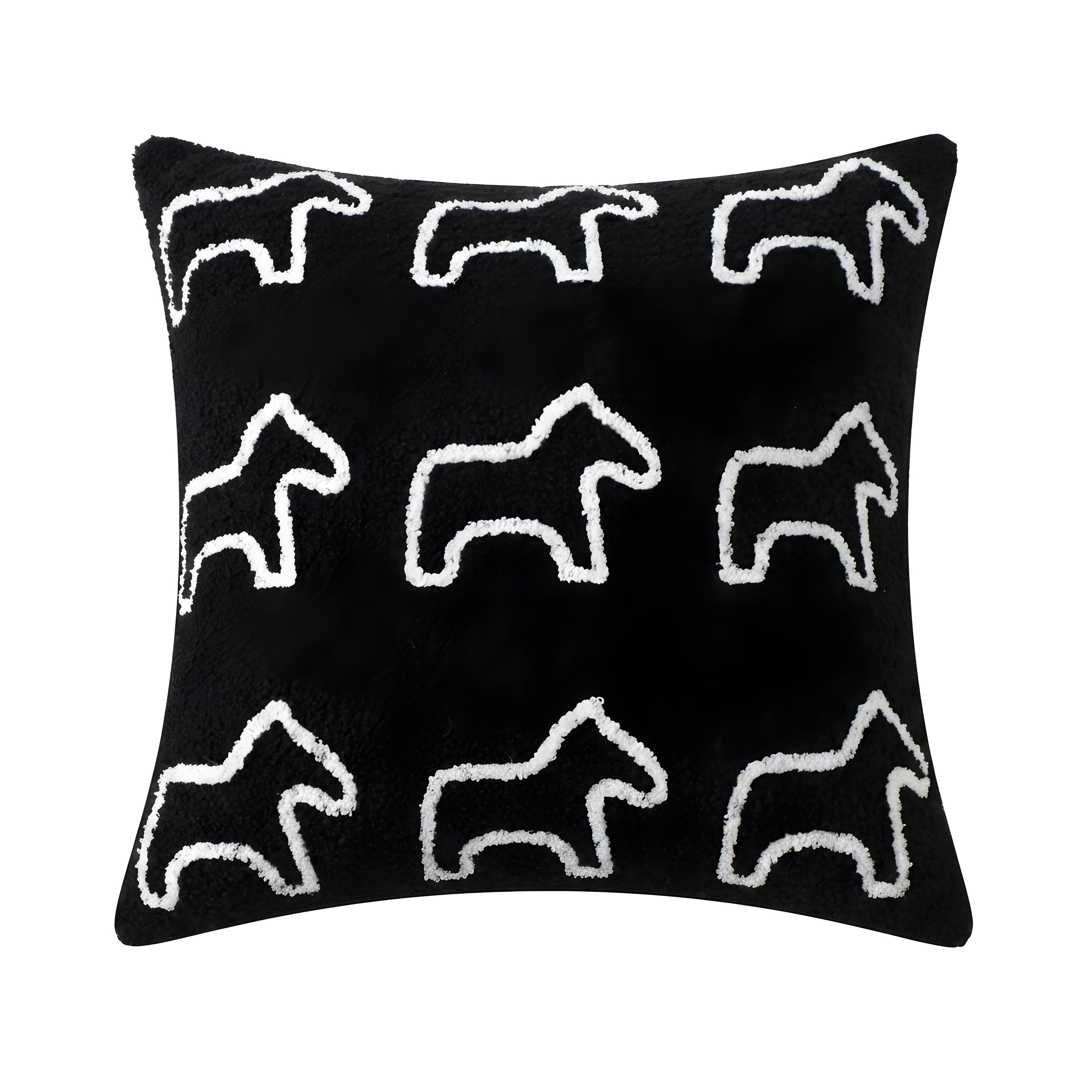 45cm Throw Pillow Black Teddy Fleece Square