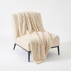 SOGA 230x200cm Cream Flannel Polyester Throw Blanket