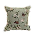SOGA 45cm Matcha Green French Vintage Butterfly Loves Flowers Tassel Throw pillow