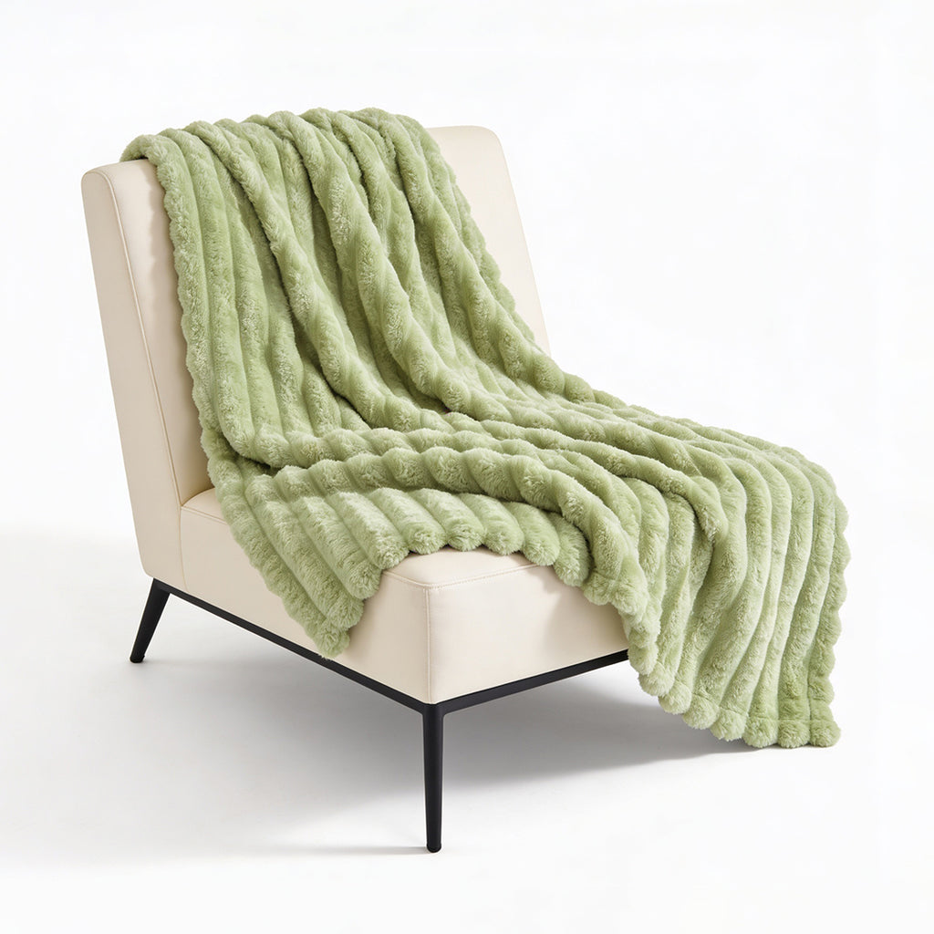 SOGA 230x200cm Light Green Flannel Polyester Throw Blanket