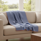 SOGA 230x200cm Dusty Blue Flannel Polyester Throw Blanket