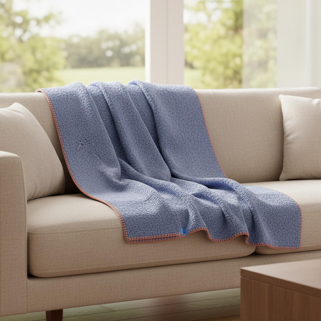 SOGA 230x200cm Dusty Blue Flannel Polyester Throw Blanket