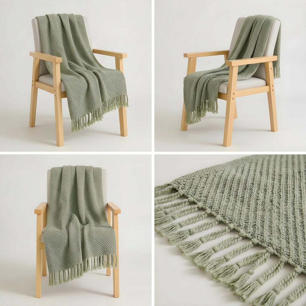 SOGA Sage Green Polyester Throw Blanket 45x35x12cm Soft Cozy Sofa Bed