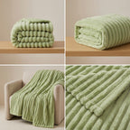 SOGA 150x200cm Light Green Flannel Polyester Throw Blanket