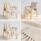 SOGA Beige Polyester Throw Blanket Soft Cozy Sofa Bed