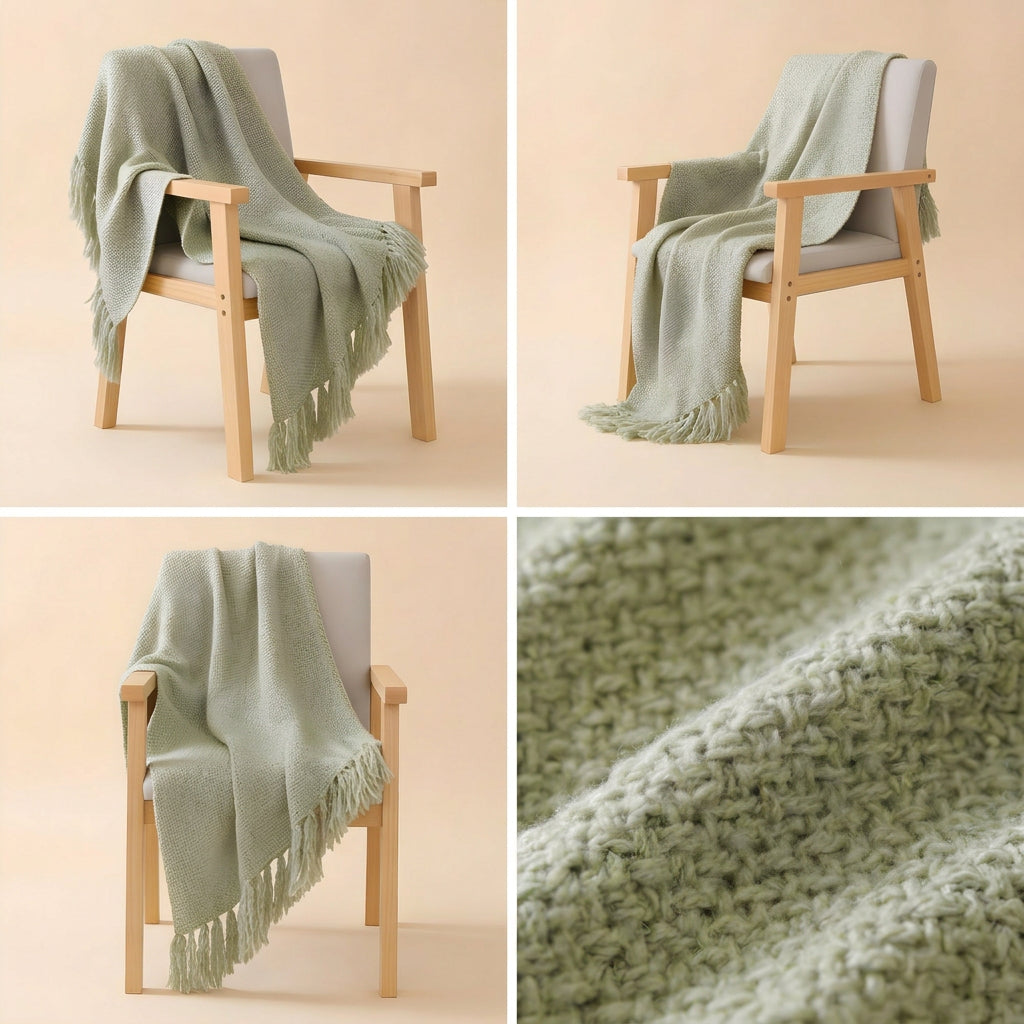 SOGA Matcha Green Polyester Throw Blanket Soft Cozy Sofa Bed