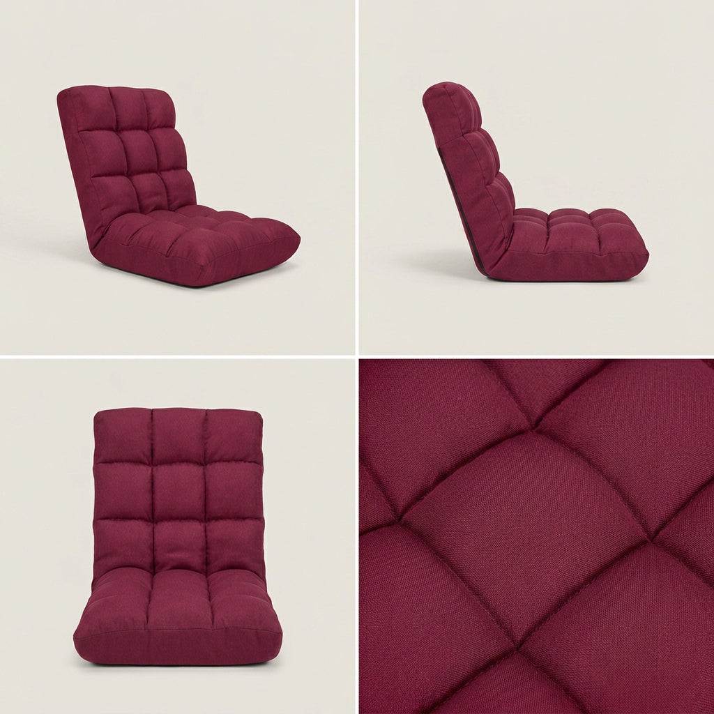 SOGA Burgundy Flannel Lounge Chair Cushion Soft Comfortable Seat Pad