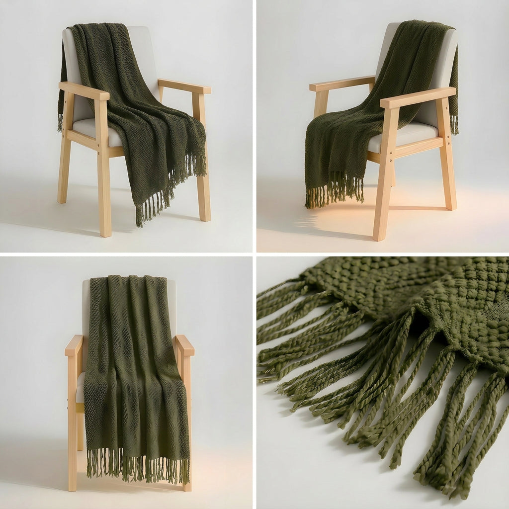 SOGA Army Green Polyester Throw Blanket Soft Cozy Sofa Bed