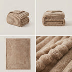 SOGA 230x200cm Light Coffee Flannel Polyester Throw Blanket