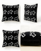45cm Throw Pillow Black Teddy Fleece Square