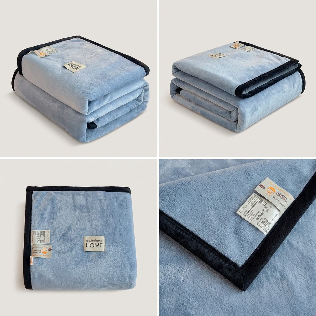 SOGA 230x200cm Blue Flannel Polyester Throw Blanket
