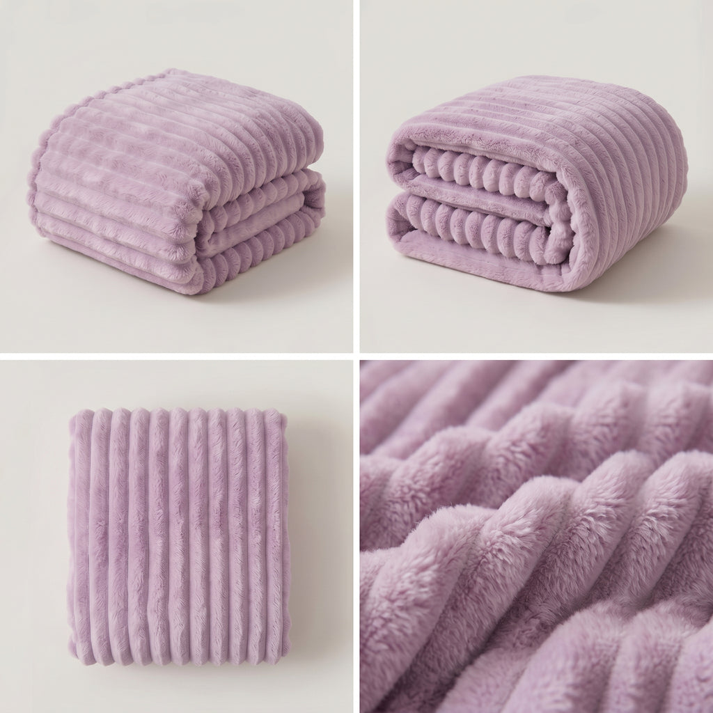 SOGA 230x200cm Purple Flannel Polyester Throw Blanket
