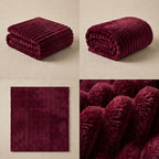 SOGA 230x200cm Burgundy Flannel Polyester Throw Blanket