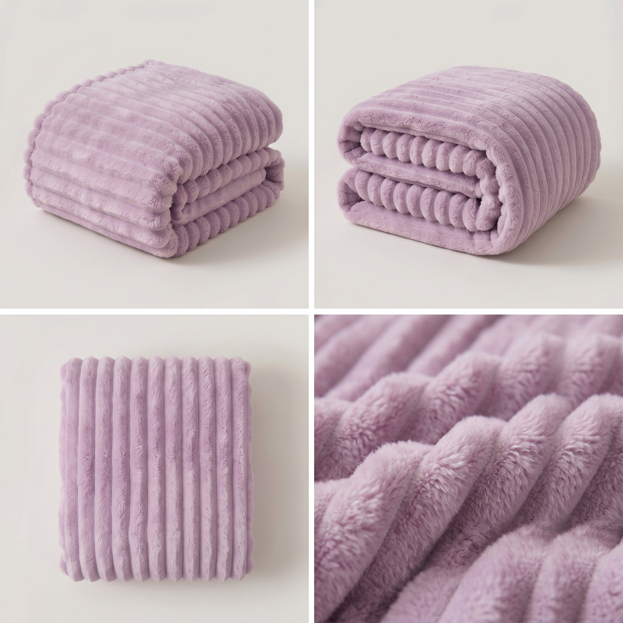 SOGA 150x200cm Purple Flannel Polyester Throw Blanket