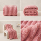SOGA 150x200cm Pink Flannel Polyester Throw Blanket