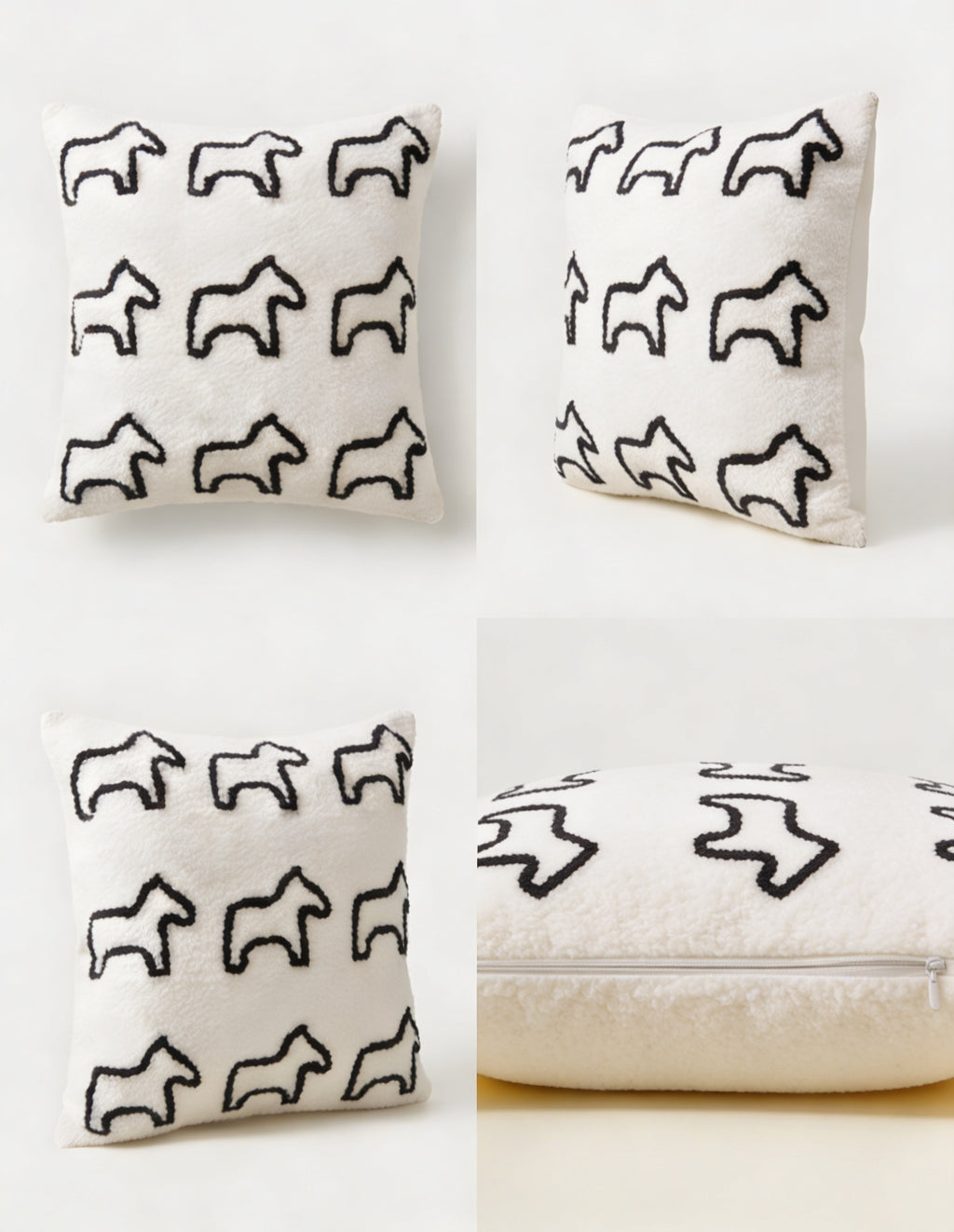 45cm Throw Pillow White Teddy Fleece Square