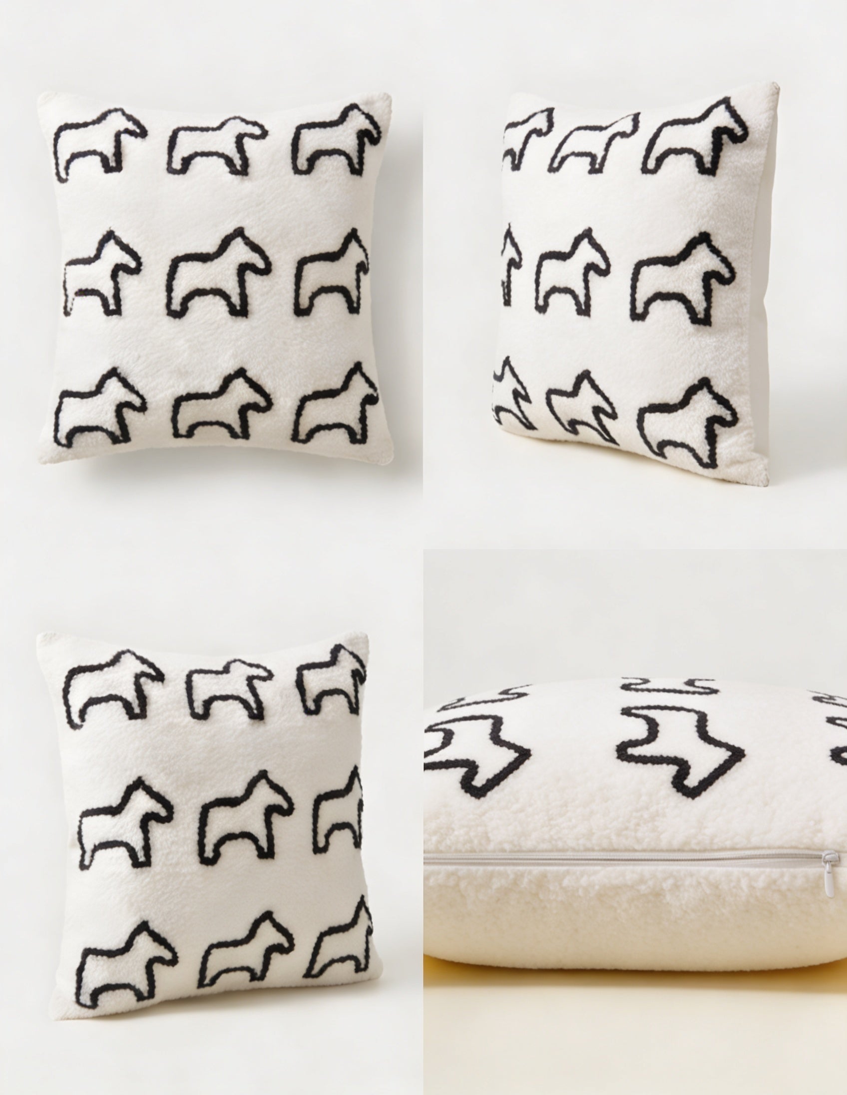 45cm Throw Pillow White Teddy Fleece Square