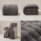 SOGA 150x200cm Grey Flannel Polyester Throw Blanket