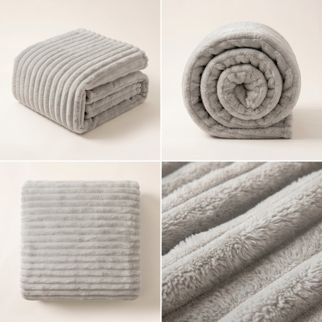 SOGA 230x200cm Silver Flannel Polyester Throw Blanket