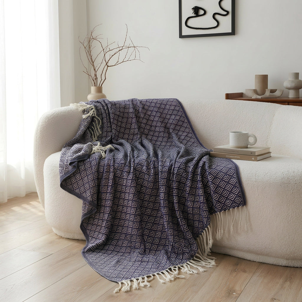SOGA Deep Navy Throw Blanket 127x170cm Soft Polyester Cozy Sofa