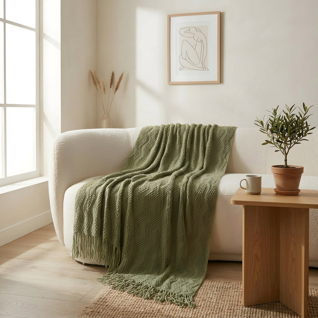 SOGA Green Polyester Throw Blanket Soft Cozy Sofa Bed