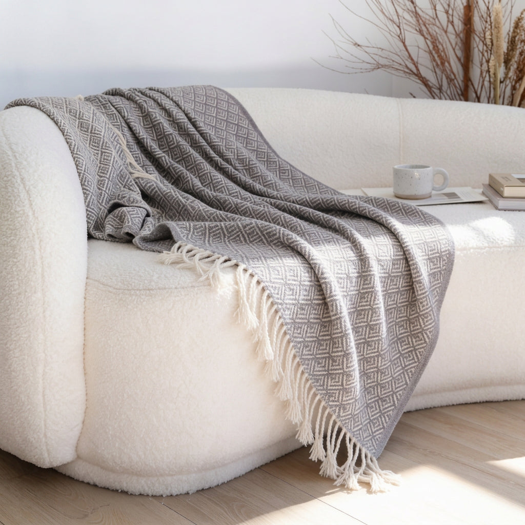 SOGA Grey Throw Blanket 127x170cm Soft Polyester Cozy Sofa Bed