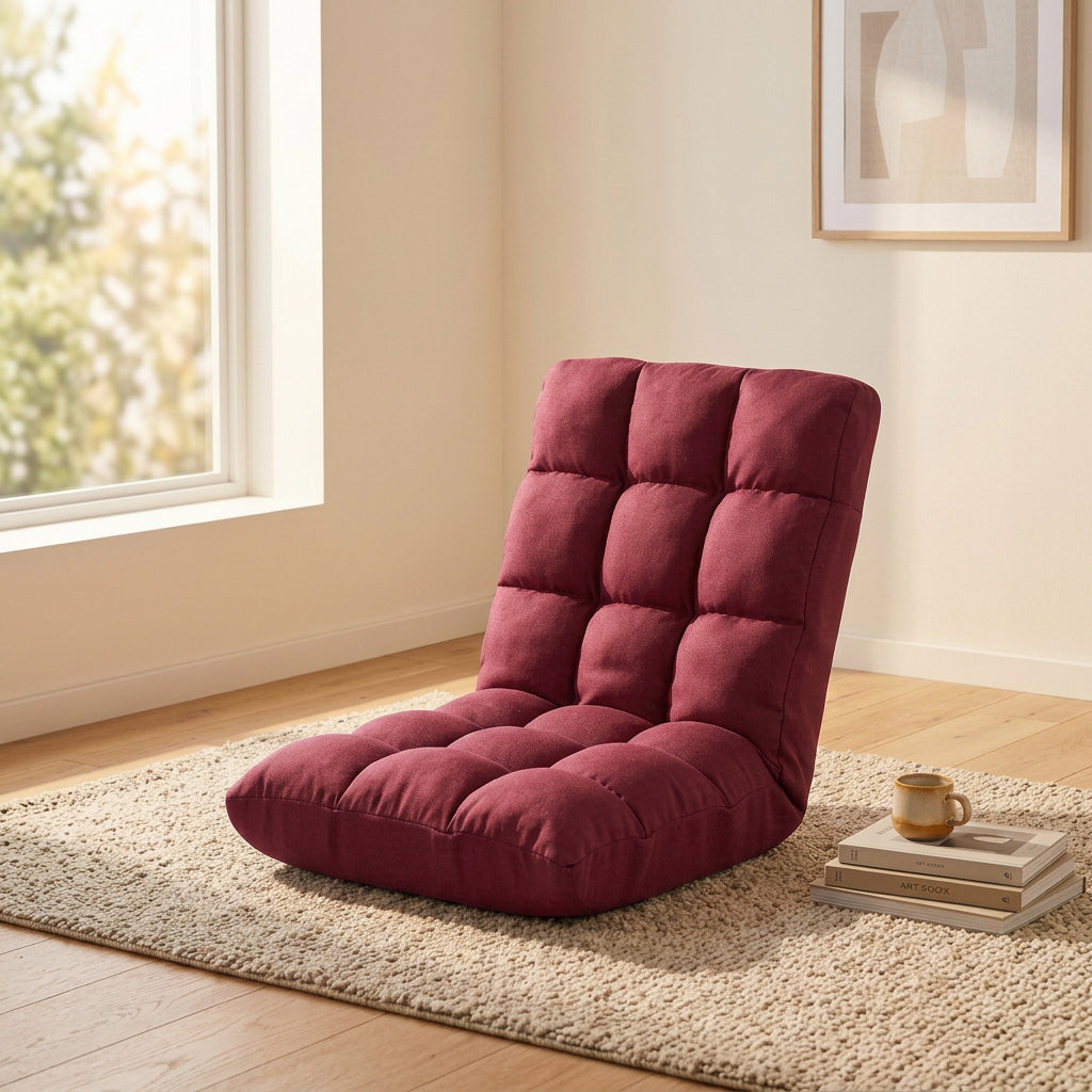 SOGA Burgundy Flannel Lounge Chair Cushion Soft Comfortable Seat Pad