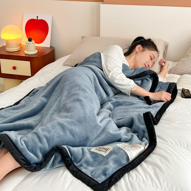 SOGA 230x200cm Blue Flannel Polyester Throw Blanket