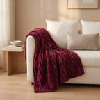 SOGA 150x200cm Burgundy Flannel Polyester Throw Blanket