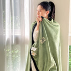 SOGA 230x200cm Green Flannel Polyester Throw Blanket