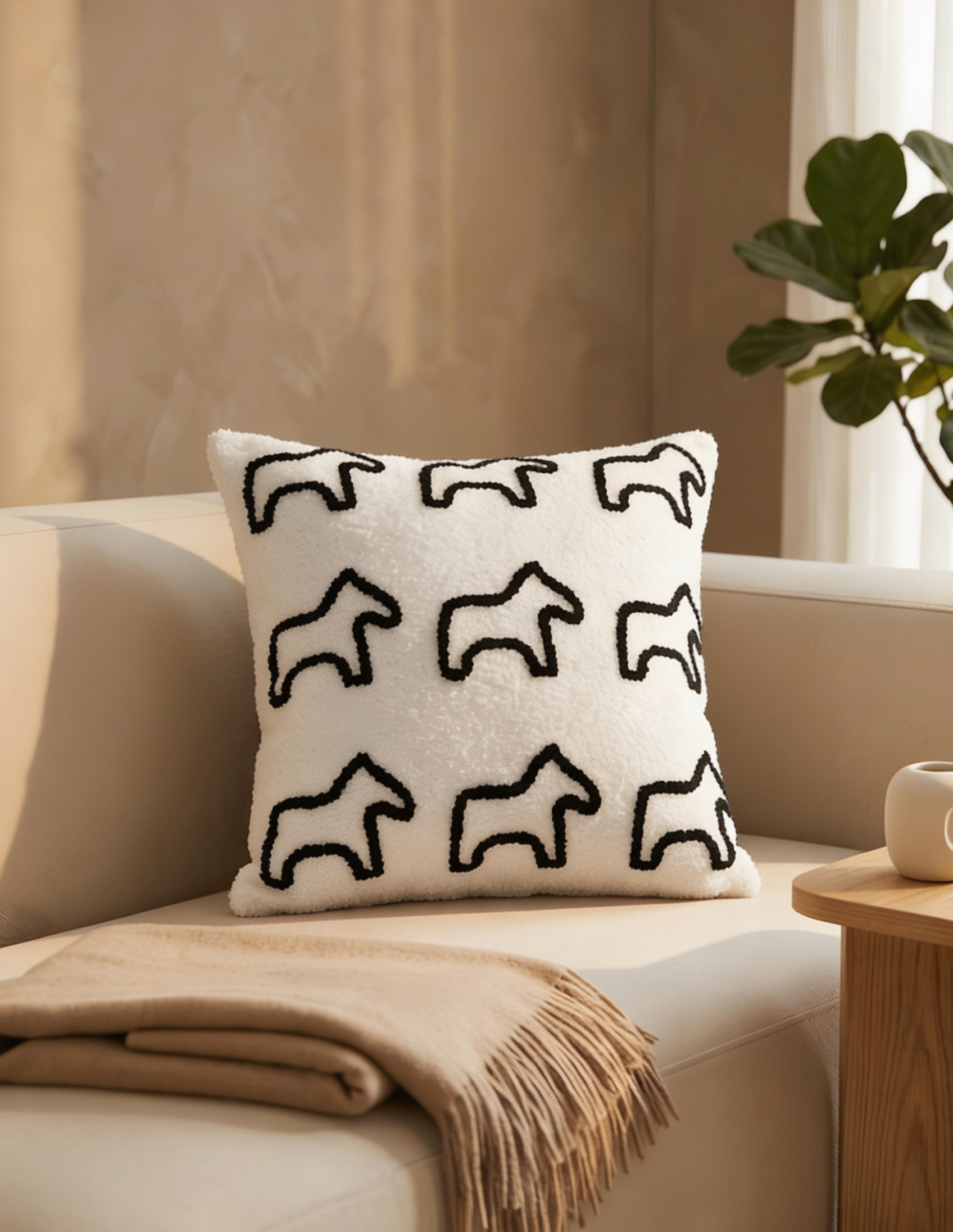 45cm Throw Pillow White Teddy Fleece Square