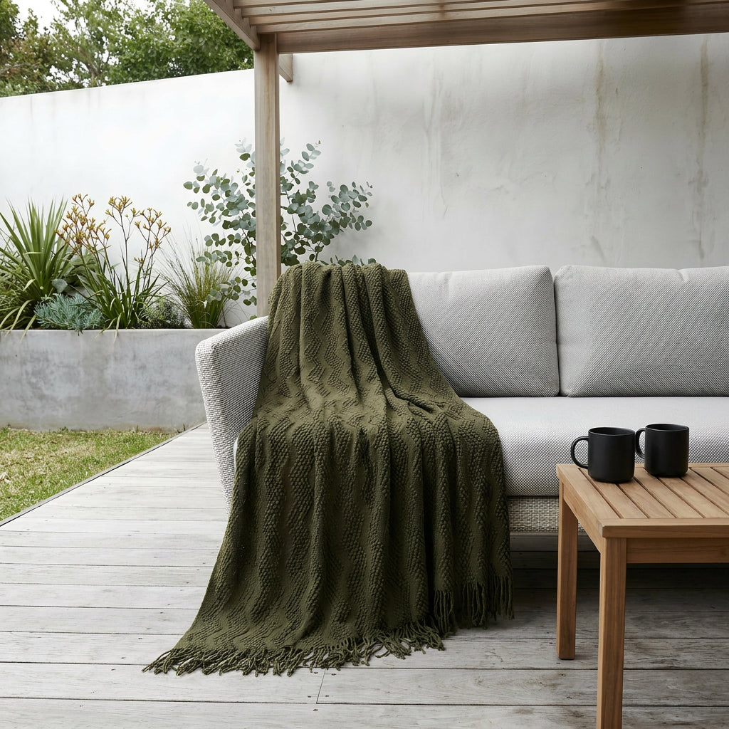 SOGA Army Green Polyester Throw Blanket Soft Cozy Sofa Bed