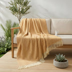 SOGA Mustard Yellow Polyester Throw Blanket Soft Cozy Sofa Bed