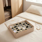 SOGA (43x29x13cm) Beige 30 Compartment Fabric Storage Box Organizer