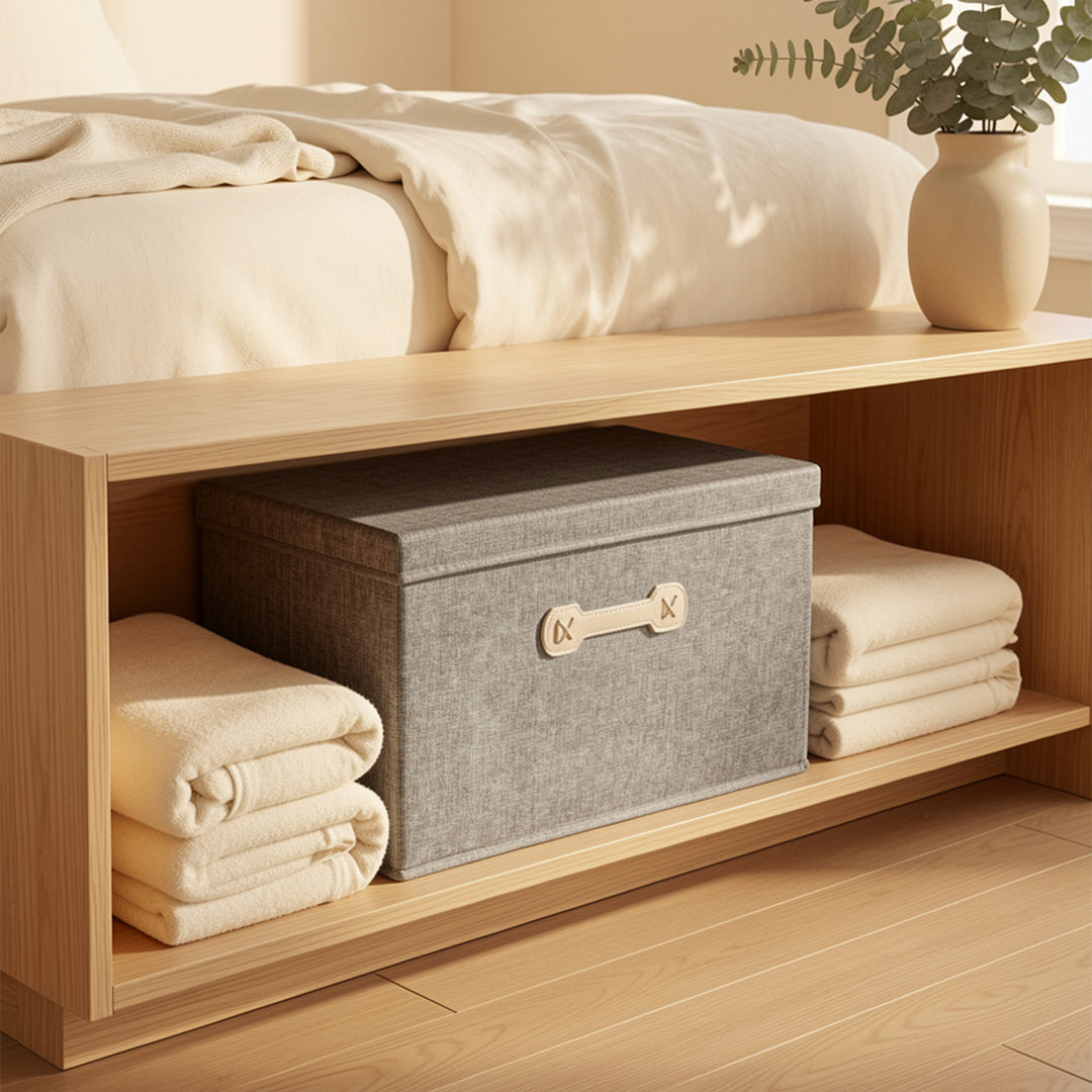 SOGA (60x42x35cm) Grey 88L Fabric Storage Box Organizer