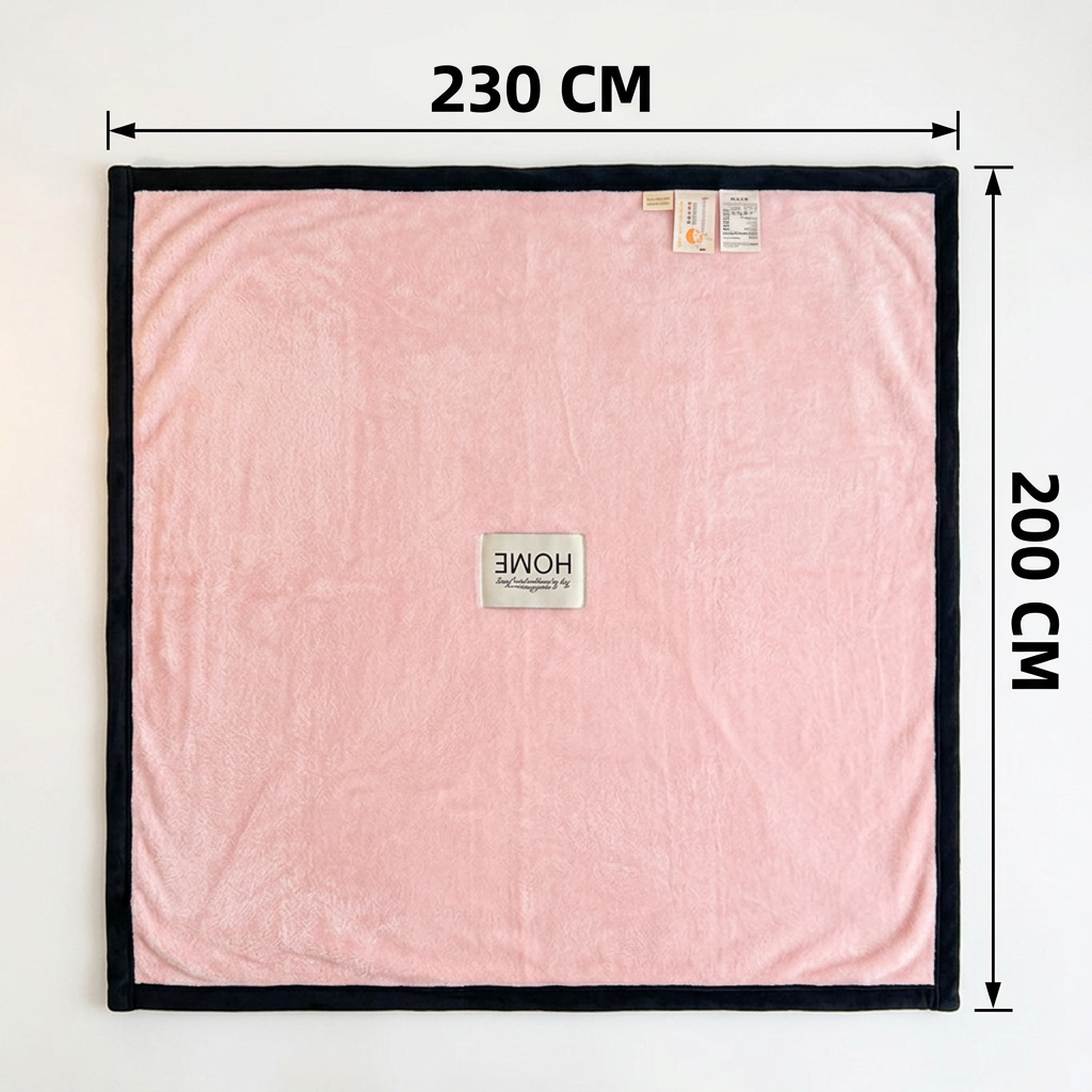 SOGA 230x200cm Pink Flannel Polyester Throw Blanket