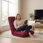 SOGA Burgundy Flannel Lounge Chair Cushion Soft Comfortable Seat Pad