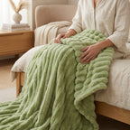 SOGA 150x200cm Light Green Flannel Polyester Throw Blanket