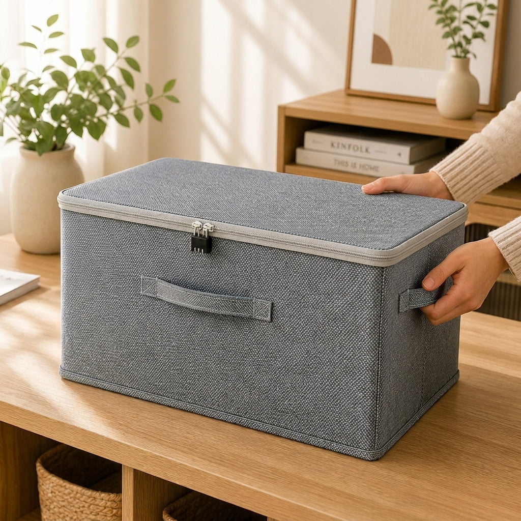SOGA (49x37x30cm) Grey Fabric Storage Box Home Organizer